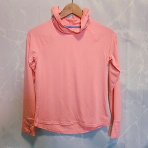 Tek Gear Long Sleeve Tee Youth Girls L Pink Hooded Activewear Pleated Thumb Hole
